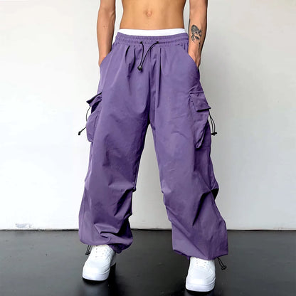 Oversized Cargo Parachute Pants Men Streetwear Vintage Y2K Hip Hop Wide Leg Joggers Baggy Casual Sweatpants Cargo Pants