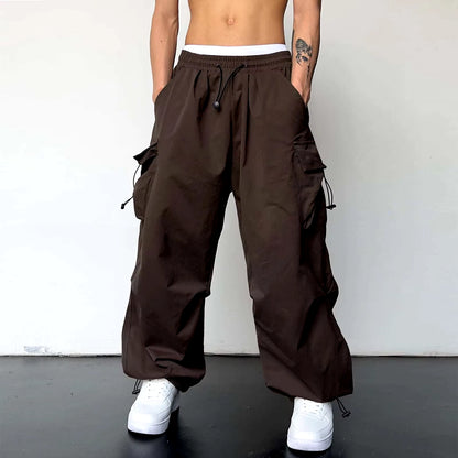 Oversized Cargo Parachute Pants Men Streetwear Vintage Y2K Hip Hop Wide Leg Joggers Baggy Casual Sweatpants Cargo Pants