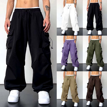 Oversized Cargo Parachute Pants Men Streetwear Vintage Y2K Hip Hop Wide Leg Joggers Baggy Casual Sweatpants Cargo Pants