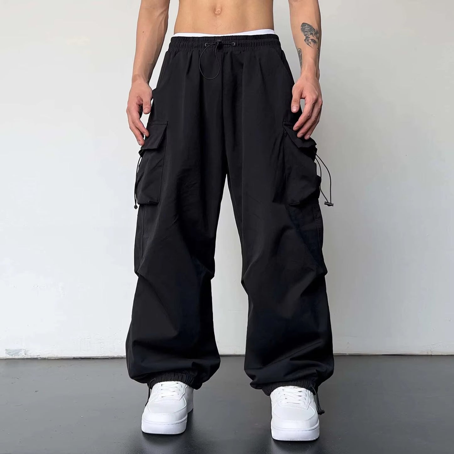 Oversized Cargo Parachute Pants Men Streetwear Vintage Y2K Hip Hop Wide Leg Joggers Baggy Casual Sweatpants Cargo Pants